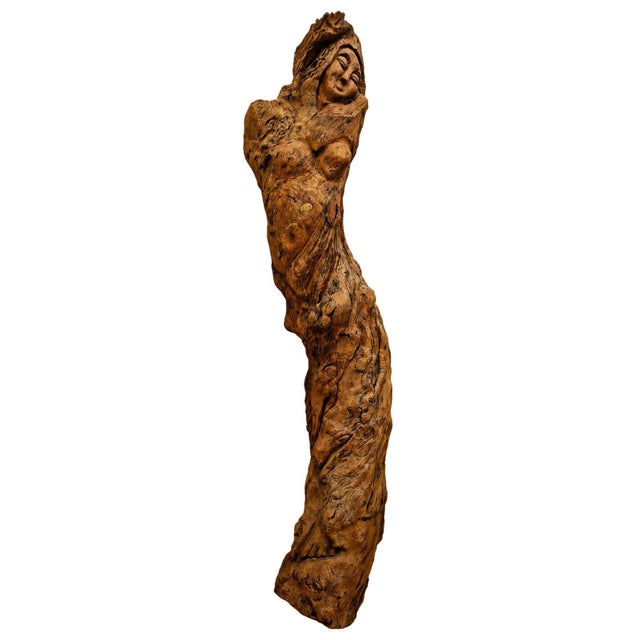 Wood Female Sculpture Carved from a Tree Stump, 20th Century, 1960s, Wood For Sale - Image 7 of 7