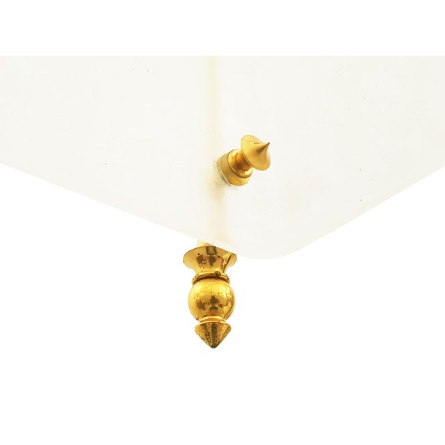 Metal Gilt Metal and Etched Glass Pendant Lamp by Oscar Torlasco for Lumi, 1960s For Sale - Image 7 of 15
