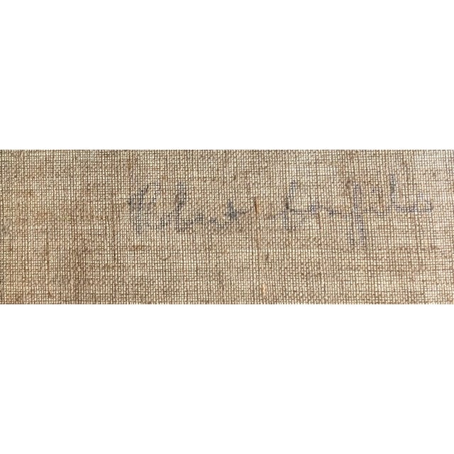 Textile Early French Painting - Red Roofs Amongst the Hills - Signed For Sale - Image 7 of 8