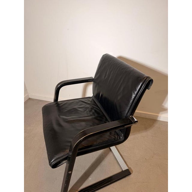 Vintage Black Leather Cantilever Armchair by Wilkhahn For Sale - Image 3 of 7