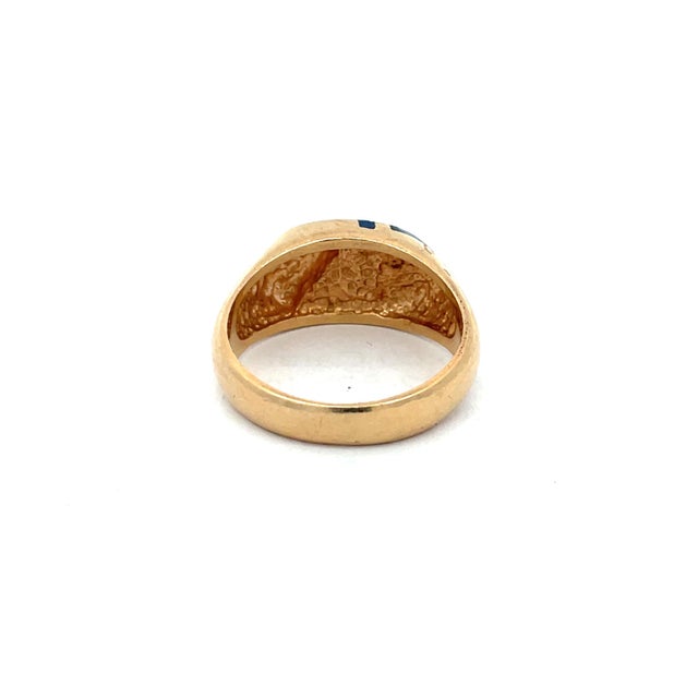 Vintage 14k Yellow Gold Lapis Lazuli Signet Ring, Size 9.5 For Sale - Image 4 of 5