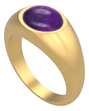 14kt Solid Gold Ring With Amethyst Cabochon, Size 5