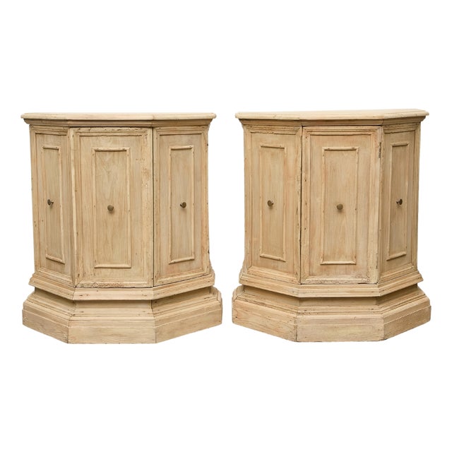 Pair of 19th Century Country French Pine Console Cabinets with Storage For Sale