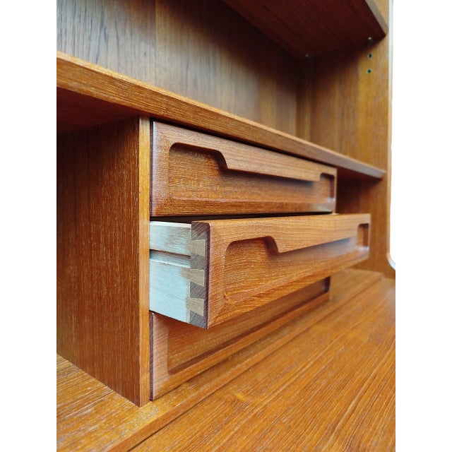 Danish Teak Secretaire with Bookcase from Larsens Møbler, 1960s For Sale - Image 12 of 15