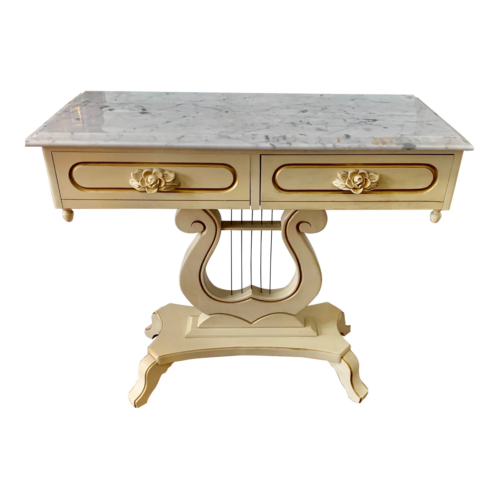 Late 20th Century Kimball Console Table With Italian Beveled Marble Top
