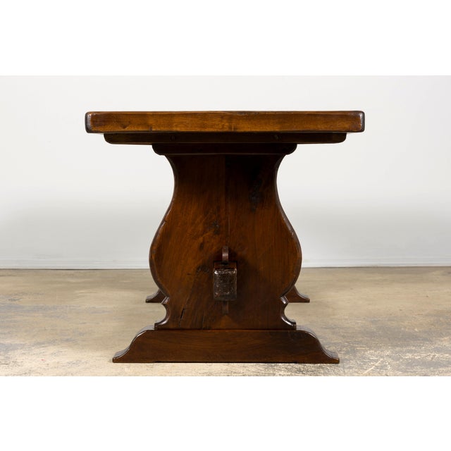 19th Century French Provincial Walnut Dining Table With Trestle Base For Sale - Image 13 of 18