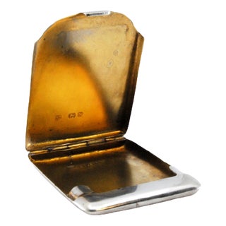 Plain Silver Matchbook with Gold Interior and Hinged Lid For Sale
