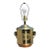 Vintage Chinoiserie Motif Brass Drum Table Lamp on Wooden Base Thomas Cooper For Sale