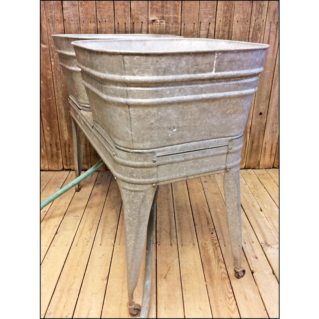 The wash tubs make great containers and are the perfect size for veggies, herbs & flowers. Vintage Lawson Country Galvanized Double Basin Wash Tub ...