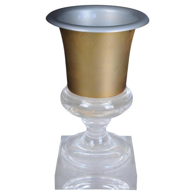 Hollywood Regency Style Acrylic Gold Goblet Vase For Sale - Image 11 of 11