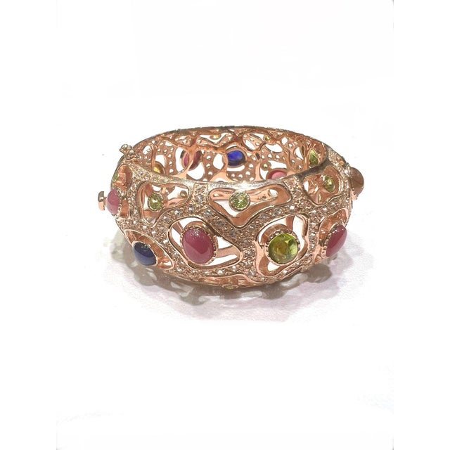 Bochic "Capri" Vintage Natural Ruby & Amethyst Bangle Set In 18K Gold & Silver For Sale - Image 13 of 18