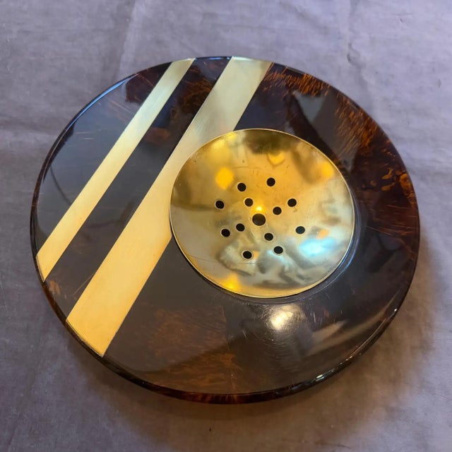 1970s Dior Home Style Mid-Century Modern Faux Tortoiseshell Lucite Centerpiece For Sale - Image 9 of 14