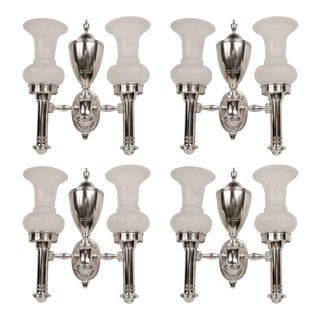 Argand Style Two-Light Sconces - Set of 4 For Sale