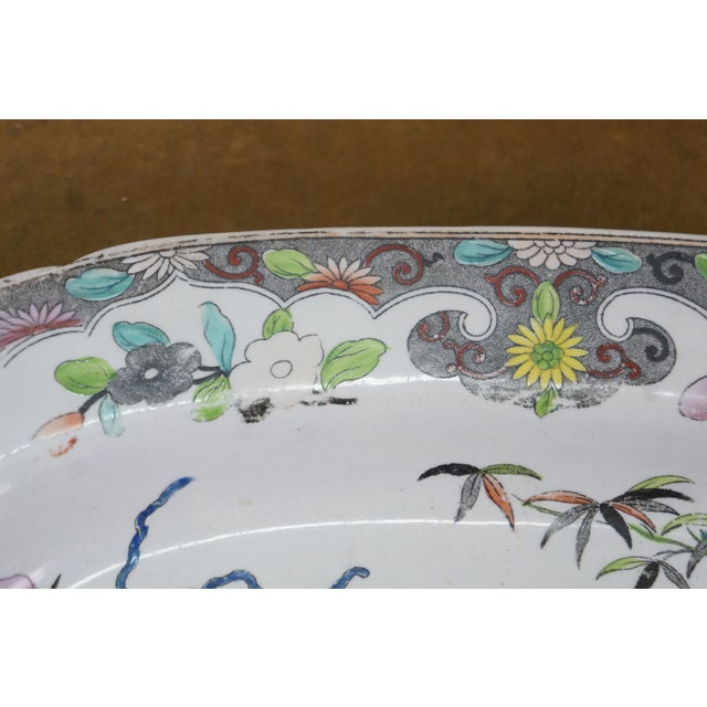 Black Antique Stephan Folch Ironstone Imari Bamboo & Basket China Serving Platters - Set of 3 For Sale - Image 8 of 16