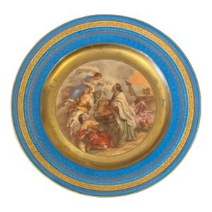 Antique Victorian Royal Vienna Porcelain Gilt Decorated Scenic Plate Diana