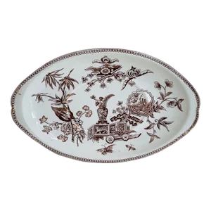 English Ironstone Brown Transfer Ware Tureen Platter by T. Elsmore & Sons