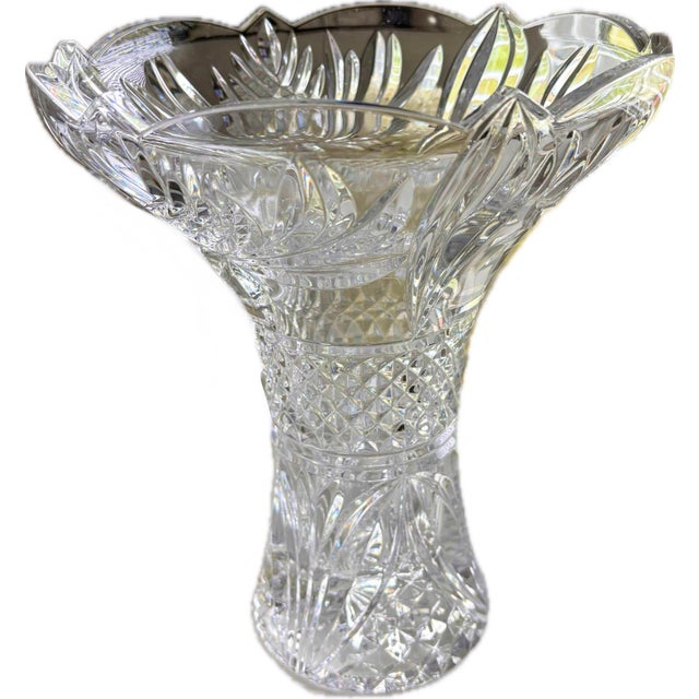 Large Crystal Peony Vase Shannon Crystal Designs of Ireland, Godinger, 24% Lead Crystal For Sale - Image 9 of 9