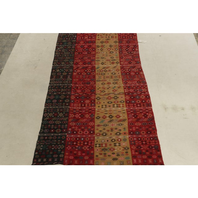 Tribal Antique Russian Verneh Kilim in Red, Beige & Black Panels, Geometric Patterns For Sale - Image 3 of 7