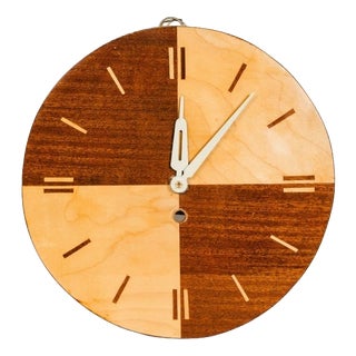 Round Wooden Clock with Roman Numerals For Sale