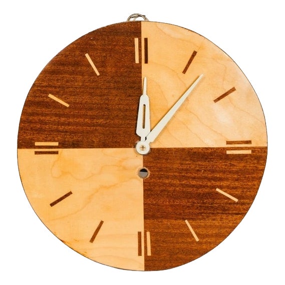 Round Wooden Clock with Roman Numerals For Sale