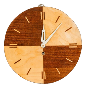 Round Wooden Clock with Roman Numerals