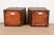 Baker Furniture Campaign Rattan and Leather Trunk Side Tables, Pair For Sale - Image 12 of 14