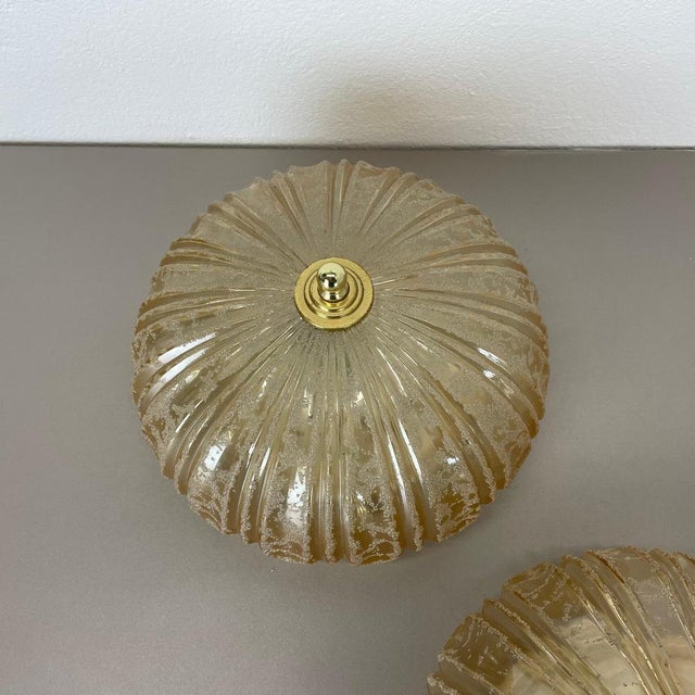 German Textured Amber Glass Wall Lights, 1970s, Set of 2 For Sale - Image 9 of 18