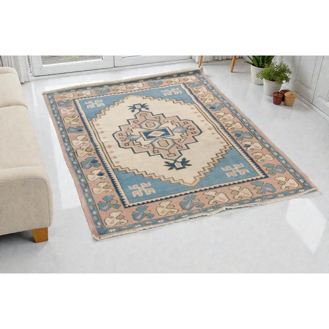 Mid 20th Century Oushak Floral Handknotted Area Rug For Sale - Image 4 of 8