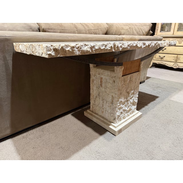 A striking fusion of natural material and sculptural design, this Casa Bique tessellated stone console table embodies the...