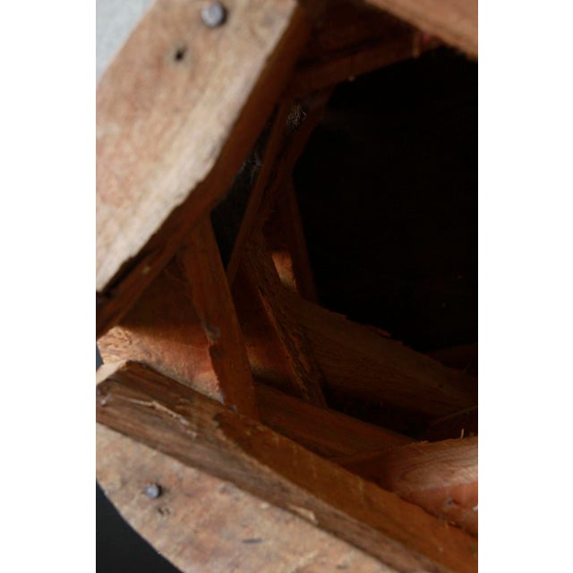 Brown Late 20th Century Stacked Teak Wood Block Round Pedestal Stool Bench For Sale - Image 8 of 9
