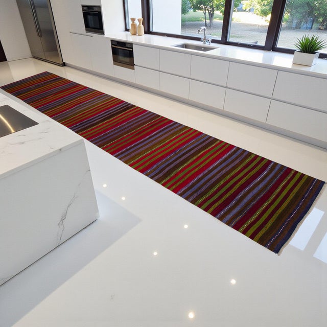 Rustic 1970s Flat Weave Runner Rug Turkish Kilim Hallway Rug - 2′7″ × 14′1″ For Sale - Image 3 of 11