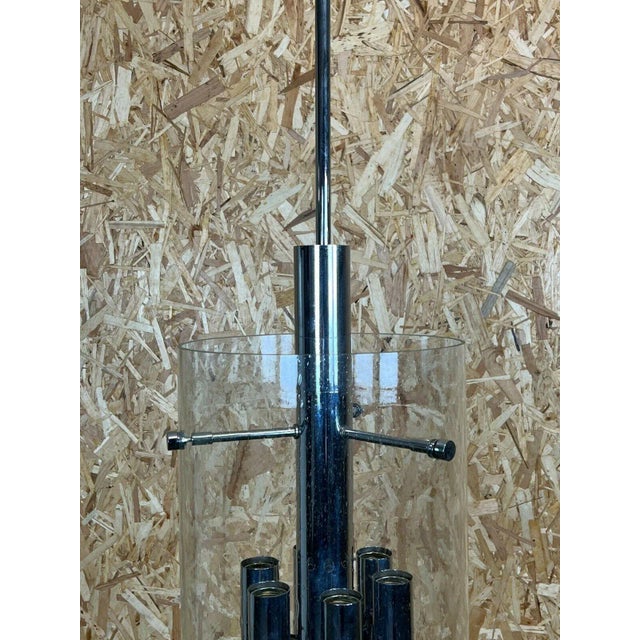 Large Glass and Chrome Chandelier Pendant Lamp from Limburg For Sale - Image 6 of 11