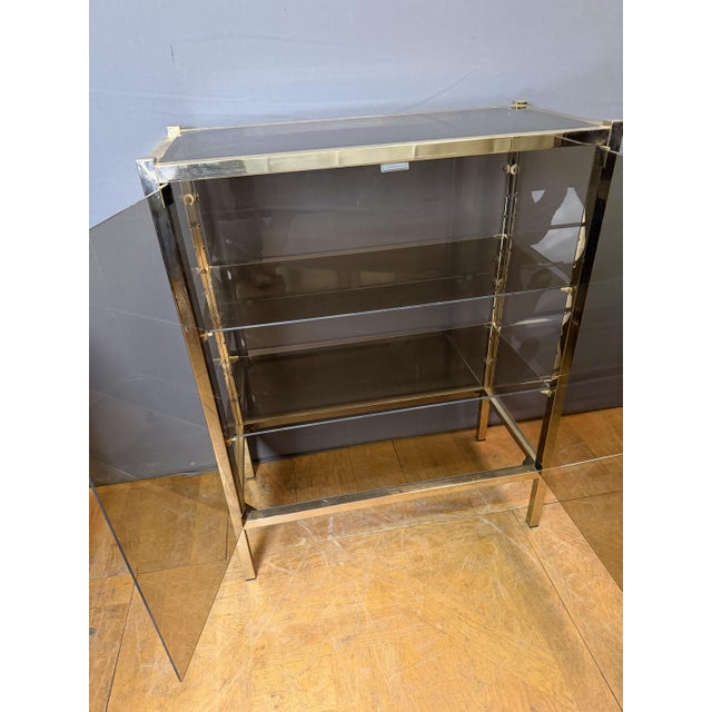Brass and Smoked Glass Display Case, 1970s For Sale - Image 4 of 7