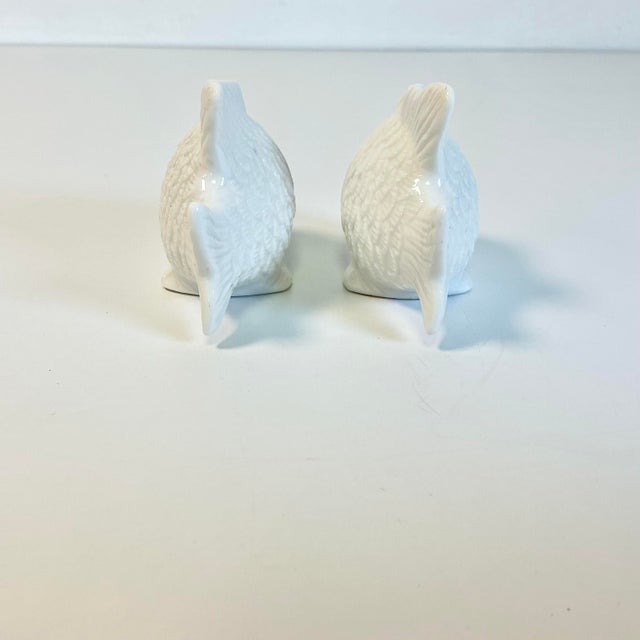 1980s Vintage Coastal Trompe L’Oeil Le BlancPorcelain Fish Salt & Pepper Shakers - A Pair For Sale - Image 4 of 14