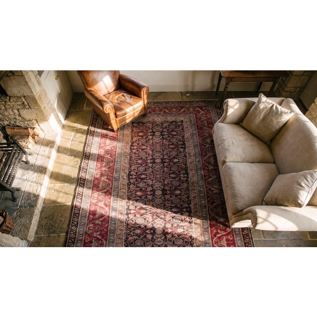Textile 1900s Brown Medallion Antique Indian Agra Rug 5'0" X 8'7" Handknotted Wool Carpet For Sale - Image 7 of 7