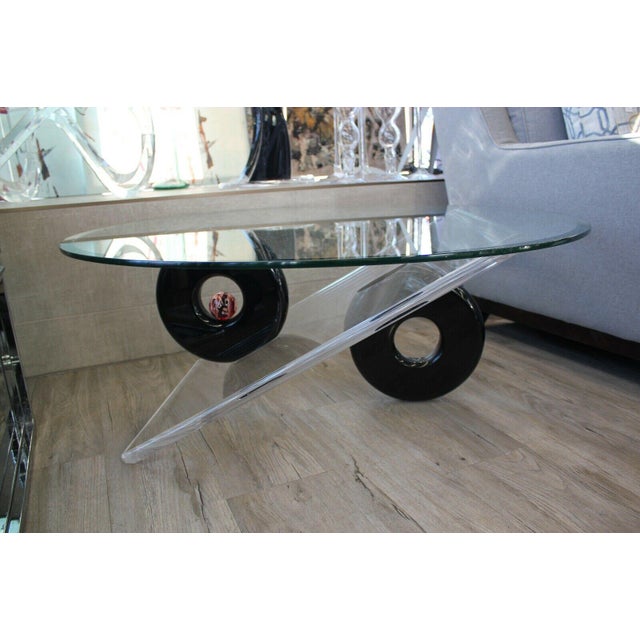 Black 1980s Shlomi Haziza Acrylic Coffee Table Post For Sale - Image 8 of 8