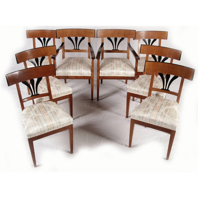 Hollywood Regency Antique Biedermeier Chairs and Armchairs, 1920s, Set of 8 For Sale - Image 3 of 18