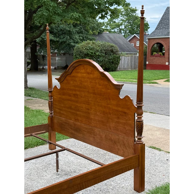 Wood Thomasville King Size Hardwood Carved Poster Bed For Sale - Image 7 of 18