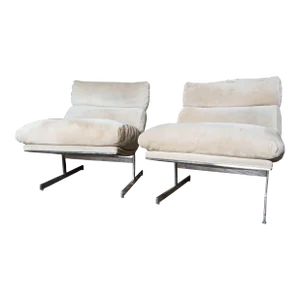 Suede Lounge Chairs by Kipp Stewart Chairs for Directional - A Pair