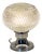 Vintage Table Lamp with Chrome-Plated Metal Base and Clear Relief Glass Shade by Ets, 1970s For Sale
