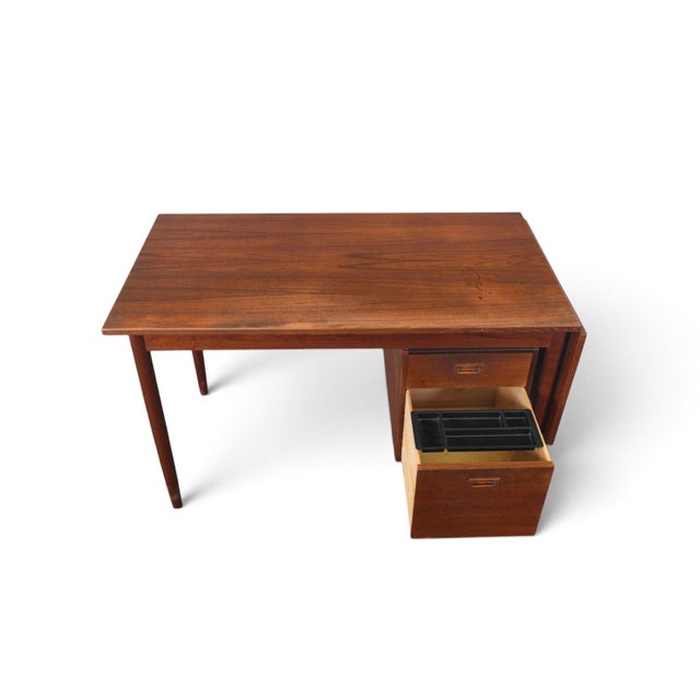 Scandinavian Modern Drop Leaf Desk With Movable Case in Teak For Sale - Image 4 of 16