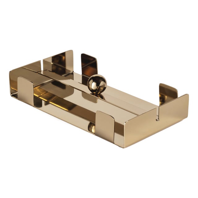Basso Dinner Napkin Holder, Gold For Sale