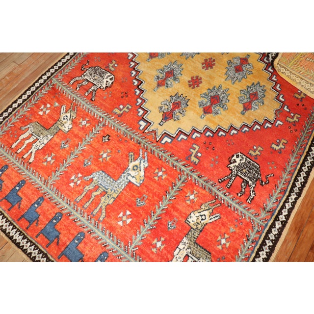 Folk Art Vintage Zabihi Collection Horse Moroccan Rug - 5'1" x 8'1" For Sale - Image 3 of 10