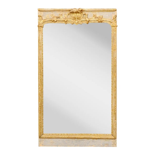 French Carved & Painted Mirror 19th Century For Sale