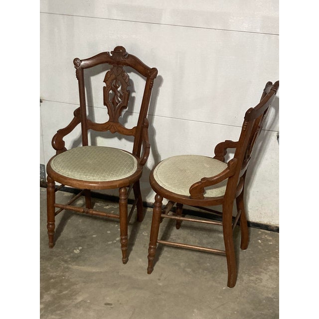 Antique Eastlake Victorian Carved Side Chairs- Set of 2 For Sale - Image 6 of 6