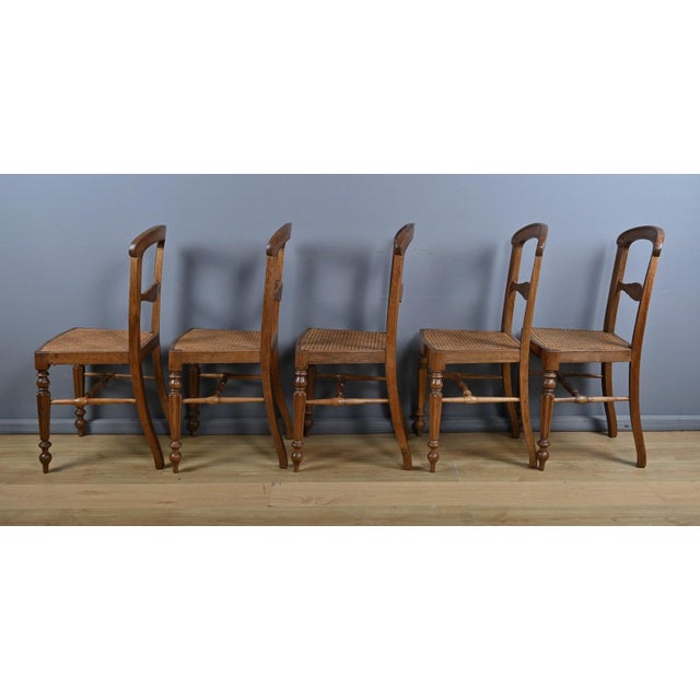 Brown Louis Philippe Oak Chairs, Late 19th Century, Set of 5 For Sale - Image 8 of 18