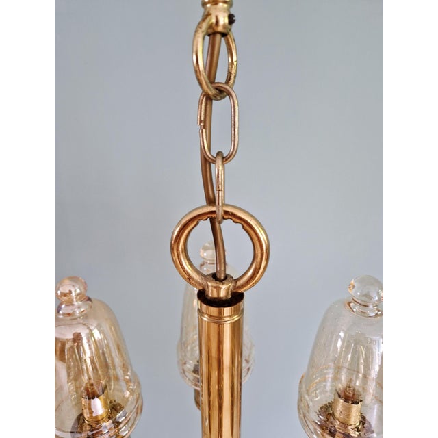 Brass Chandelier with Amber Bubble Glass Globes, 1970s For Sale - Image 11 of 18