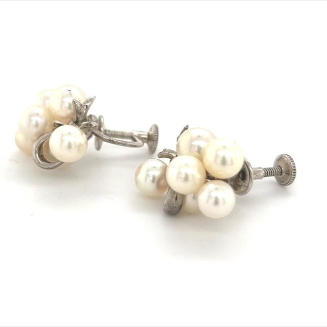 1990s Mikimoto Estate Akoya Pearl Earrings Sterling Silver, 2 Pieces For Sale In New York - Image 6 of 12