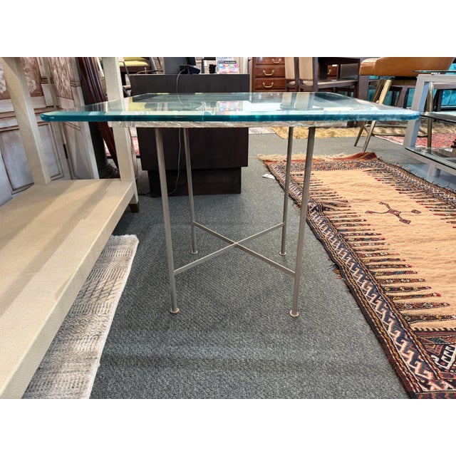 Green Onyx + Steel Side Table For Sale - Image 4 of 12