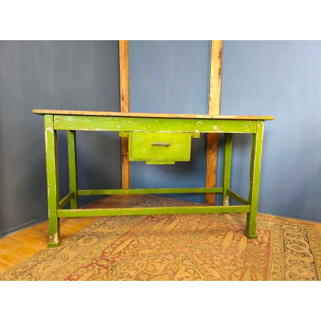 1950s Industrial Wooden Worktable with Drawers, 1950s For Sale - Image 5 of 18
